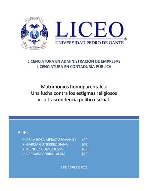 Ensayo Matrimonios Homoparentales Una Lucha Contra Los Estigmas