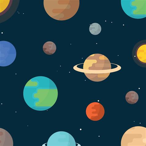 Conjunto De Planetas Dos Desenhos Animados E Sistema Solar Na Ilustração Vetorial Plana De