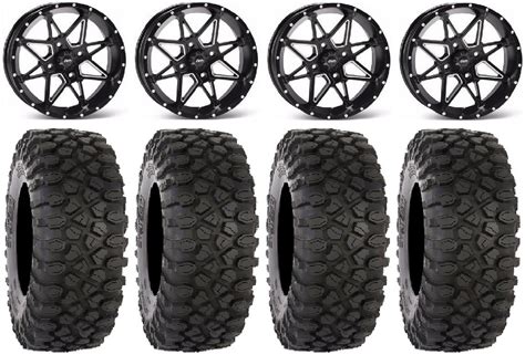 ITP Tornado 14 Wheels Black 28 XC450 Tires Honda Foreman Rancher SRA