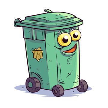 Bin Clipart Kartun Tong Sampah Hijau Dengan Mata Vektor Tempat Sampah