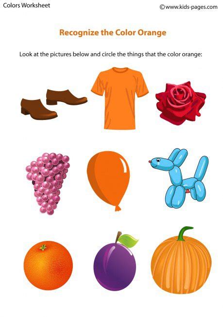 Orange Color Worksheets