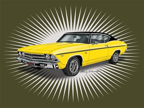 1969 Chevelle SS 396 Yellow Muscle Car Art Drawing By Rudy Edwards Pixels