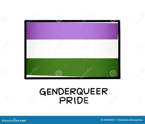 Flag Of Genderqueer Pride A Colorful Logo Of One Of The Lgbt Flags Purple White And Green