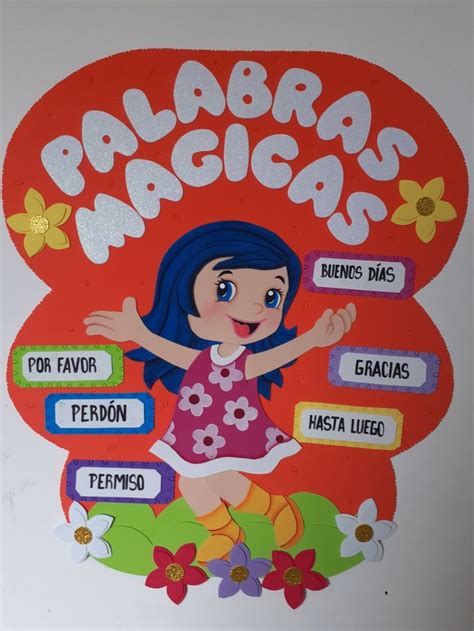 Palabras mágicas Afiche didáctico en Foamy School kids crafts