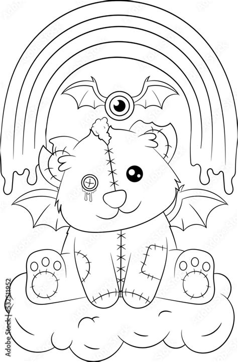 Creepy Pastel Goth Kawaii Teddy Bear Coloring Page Stock Vector Adobe