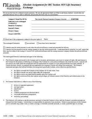 Fillable Online 1035 Absolute Assignment Form 10 2 06 3 DOC Fax Email