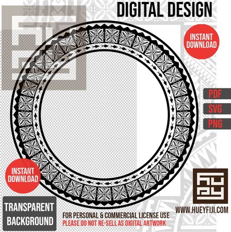 Samoan Tatau Polynesian Tribal Circle Frame Pattern 12inch Svg Digital Download Instant Download