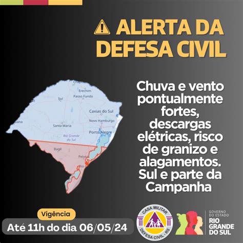 Defesa Civil Alerta Para Chuva E Vento Pontualmente Fortes Defesa