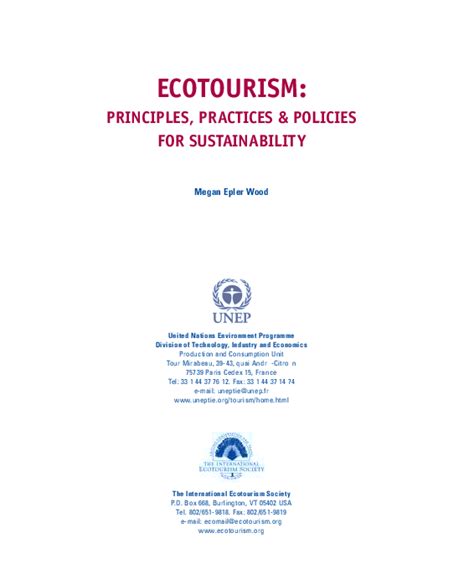 (PDF) Ecotourism: Principles, Practices & Policies for Sustainability