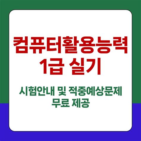 컴퓨터활용능력 1급 실기팁 기출문제 연습문제 합격률 유형 출제기준 프로그램 시간 합격점수 Contents