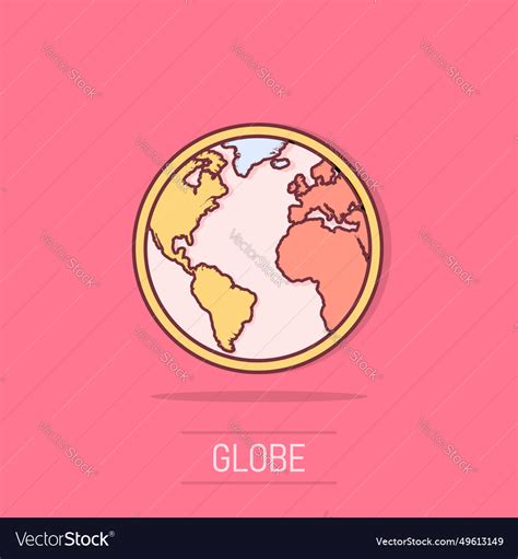 Cartoon globe world map icon in comic style round Vector Image