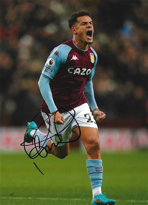 Philippe Coutinho Signed Aston Villa 12x8 Photograph 2 Aftal Coa