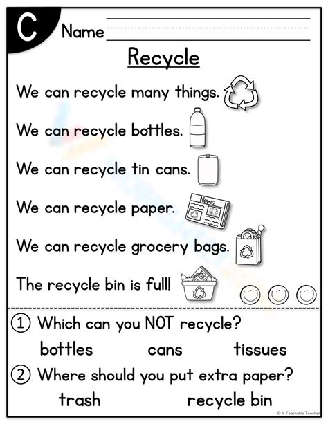 Recycle Worksheet