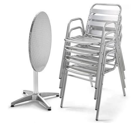 Table De Jardin Ronde Et Chaises Aluminium Gris Ensemble Table Et