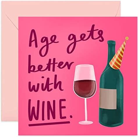 Old English Co Age Gets Better With Wine Happy Birthday Card Funny Wine Greeting Card Him Or