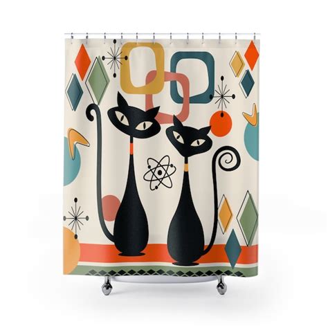 Atomic Kitties Shower Curtain Etsy