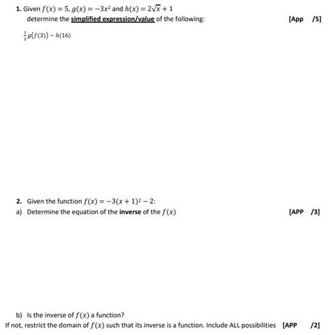 Solved 1 Given F X 5 G X 3 X {2} And H X 2