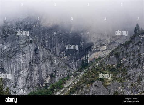 View Of Rugged Misty Mountains Yosemite National Park California Usa