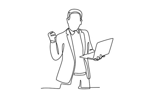 Premium Vector Happy Business Man Holding Laptopbusiness Success