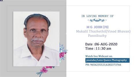 M G John Funeral Service Live Webcast Youtube