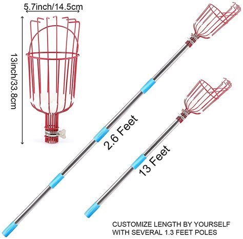 Feet Fruit Picker Tool With Extension Pole Adjustable Heavy Duty