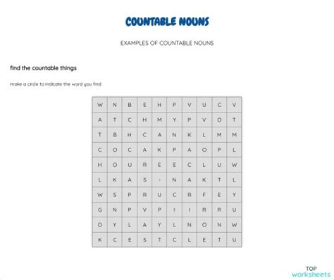 COUNTABLE NOUNS. Interactive worksheet | TopWorksheets