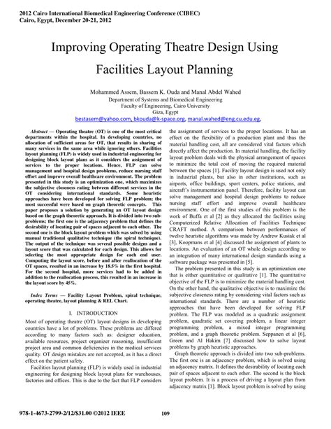 (PDF) Improving operating theatre design using facilities layout planning