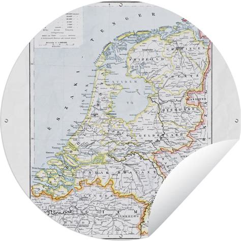 Tuincirkel Landkaart Vintage Nederland 60x60 Cm Ronde