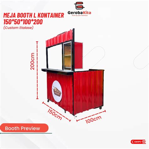 Meja Booth Container L Custom Roda Gerobakita