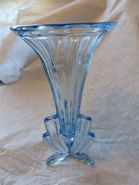 Art Deco Vase I Bl Tt Pressglass Finn Torget