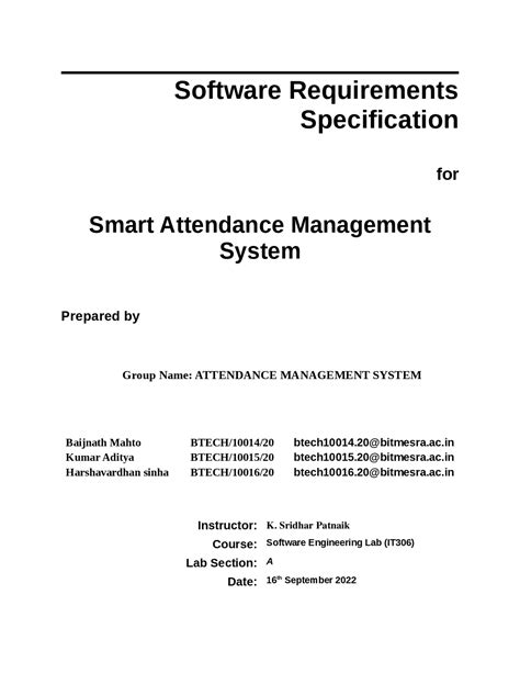 Software Requirement Specification Summaries Software Engineering