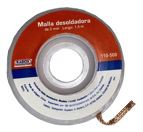 Malla Desoldadora Para Caut N Radox Cobre Mm X M Mercadolibre