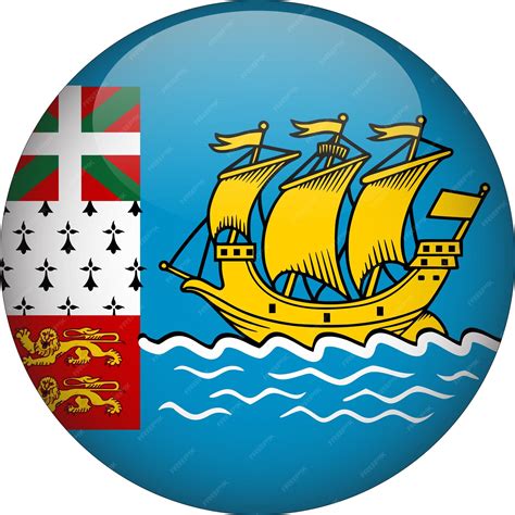 Premium Vector | Saint pierre and miquelon 3d rounded flag button
