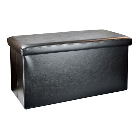 Large Folding Faux Leather Ottoman Storage Chest Blanket Bedding Box Pouffe Seat | eBay