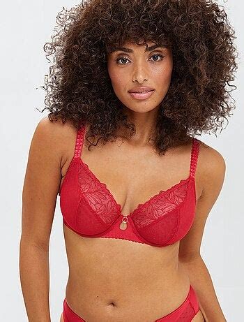 Soutien gorge corbeille en tulle brodé Rouge Kiabi 22 00