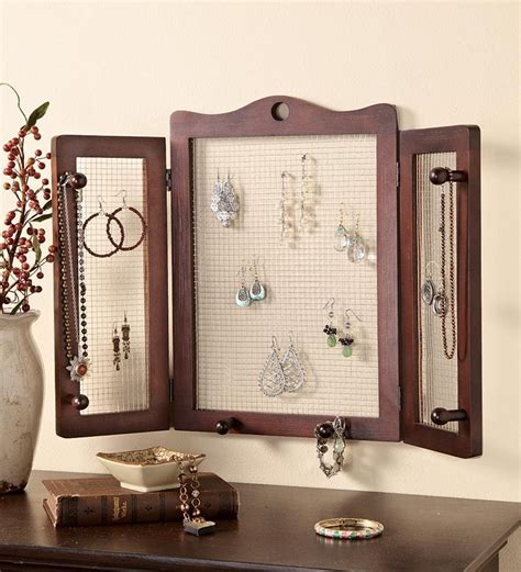 Wall Mounted Wood And Mesh Jewelry Organizer Love That It Kinds Of