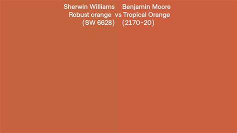 Sherwin Williams Robust Orange SW 6628 Vs Benjamin Moore Tropical