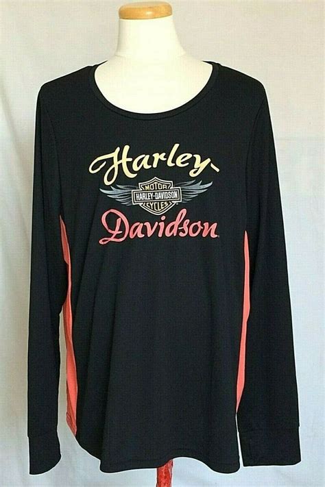 Harley Davidson Womens Top Pullover X Black Thumb Hole Long Sleeve