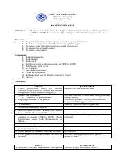 HOT SITZ BATH Procedure Manual Pdf COLLEGE OF NURSING Silliman