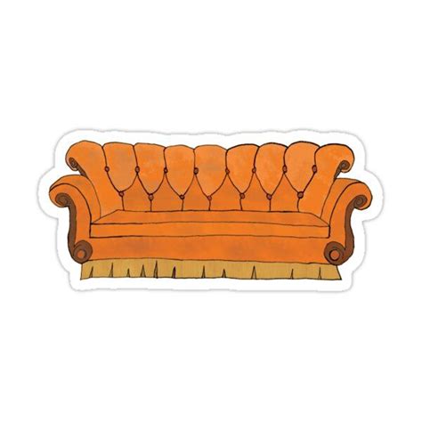 An Orange Couch Sticker On A White Background