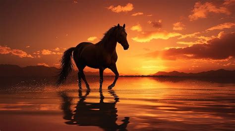 Premium Photo | Sunset horse silhouette