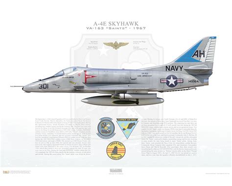 Aircraft profile print of A-4E Skyhawk VA-163 Saints, AH301 / 149964 / ...