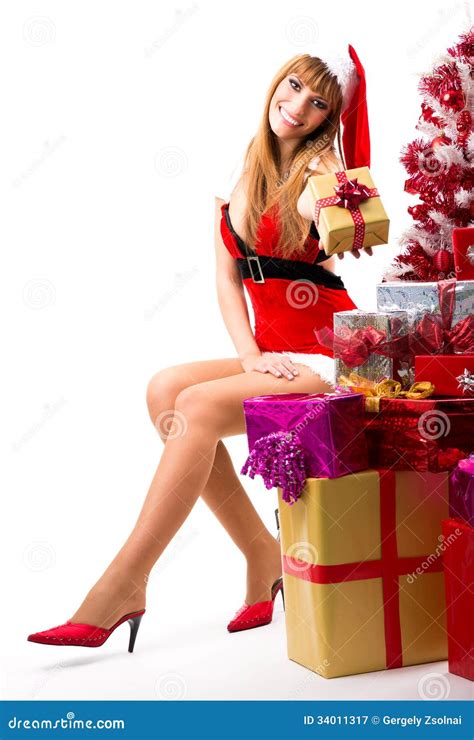 Portrait Of Young Female Santa Stock Image Image Of Happy Model