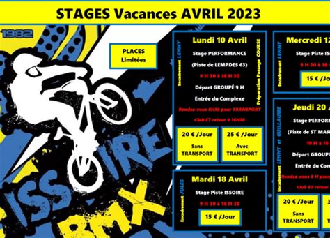 Stages Vacances Avril 2023