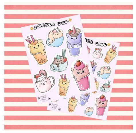 Bubbletea Stickers Cute Stickers Kawaii Stickers Journal - Etsy