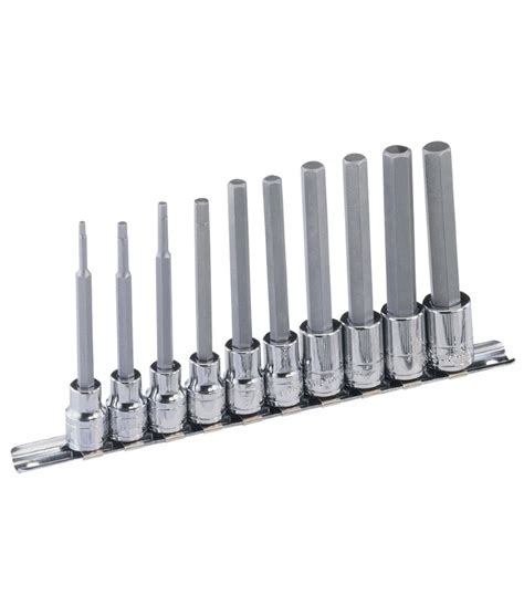 10 Piece 3 8 Dr Metric Hex Bit Socket Set Long Genius