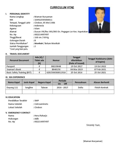 Contoh Cv Pelaut Contoh Cv Pelaut Lengkap Gawe Cv Untuk Download Porn Sex Picture