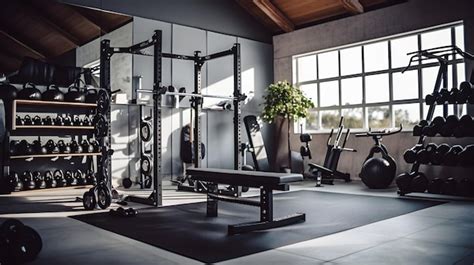 Premium Photo | Home gym setup with premium fitness equipment and ...