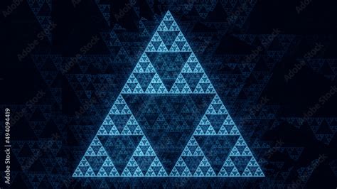 Sierpinski Triangle Fractal In Green And Blue Mathematics Self Similar