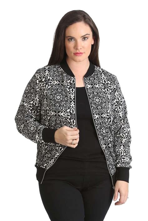 New Womens Bomber Jacket Ladies Plus Size Ribbed Moroccan Print Varsity Nouvelle Ebay